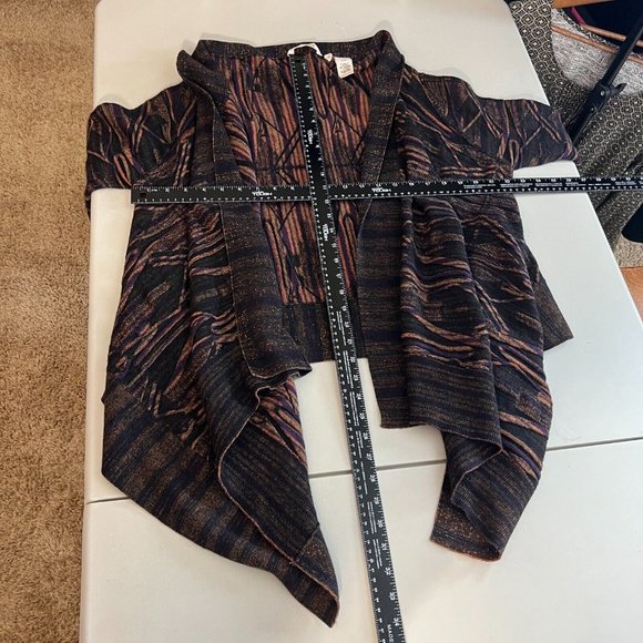 Soft Surroundings Cardigan Sweater Large Cascade Draped Wool Cotton Texture Knit - Picture 2 of 10